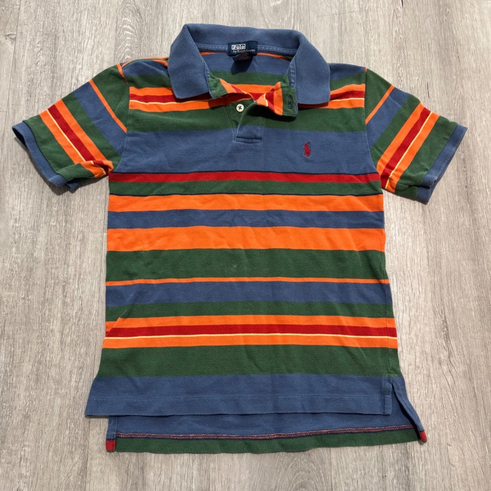 Vintage Polo Ralph Lauren Kids Striped Polo Shirt Colorblock small 8-10